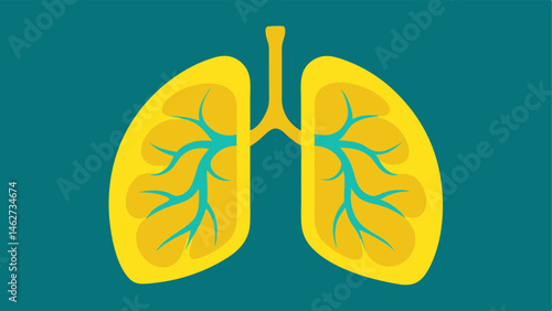 Lung Health Scan A detailed MRI segment showing the lungs with airways highlighted in yellow to indicate healthy function and capacity for longevity through respiratory health.