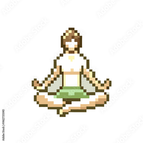 16-bit pixel art yoga pose retro game aesthetic
