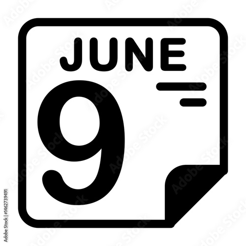 9 June Calendar Icon