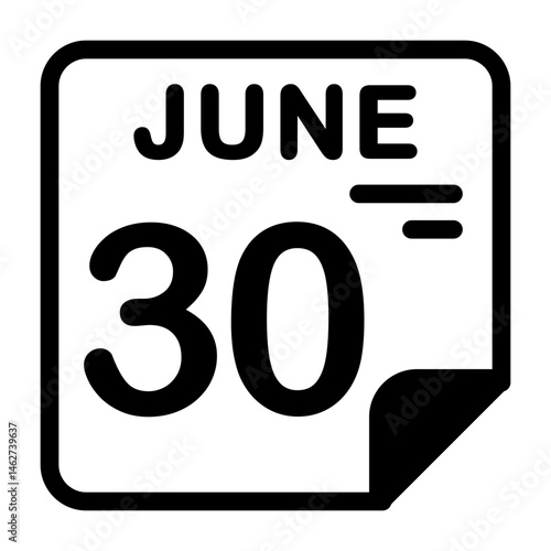 30 June Calendar Icon