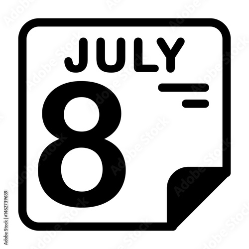 8 July Calendar Icon