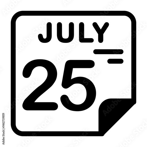 25 July Calendar Icon