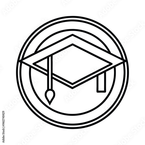 graduation cap icon symbolizing education line art vector silhouette