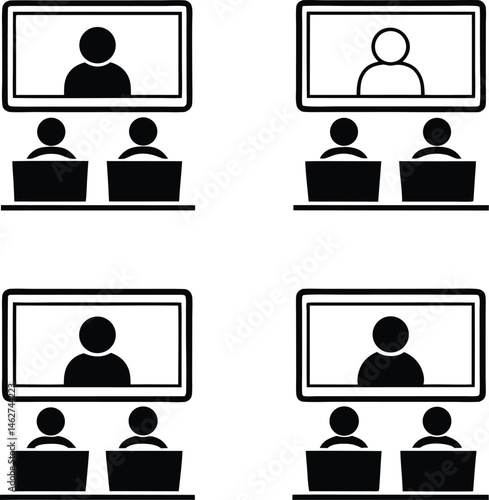 Silhouette Vector Collection of Virtual Meetings and Remote Work Scenes