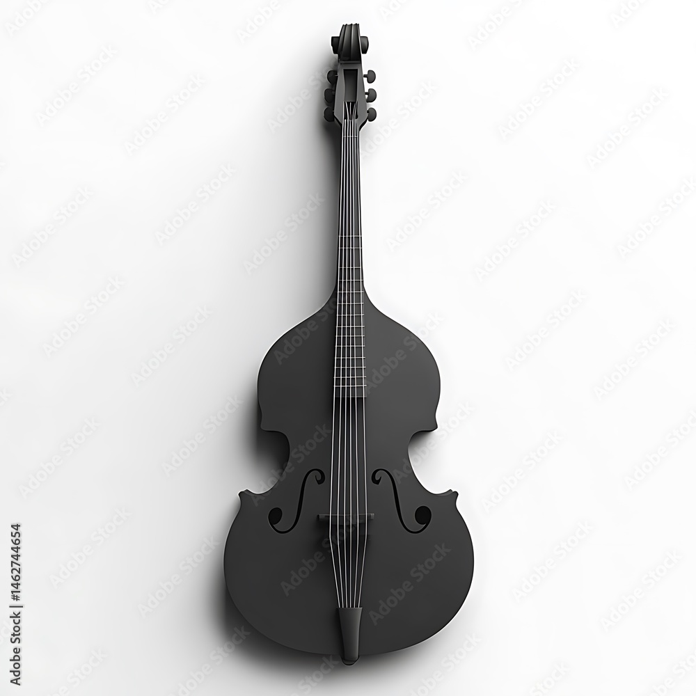 Naklejka premium Sleek Black Double Bass Instrument Isolated On White Backdrop High Resolution Images