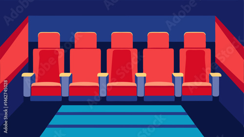 The theater was outfitted with comfortable cushioned seats that were designed for long periods of sitting.
