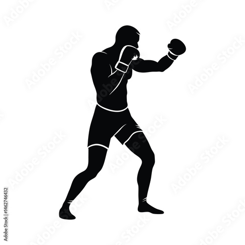 silhouette of a man in boxing stance-4