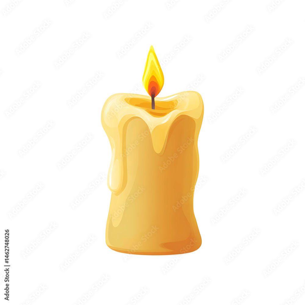 A lit candle with melted wax showing the path it will take A lit candle with melted wax showing the path it will take
