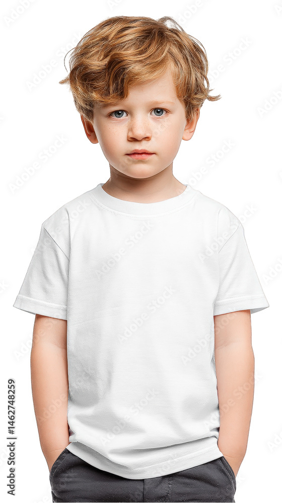 Adorable toddler boy in white tshirt studio on transparent background Adorable toddler boy in white tshirt studio on transparent background