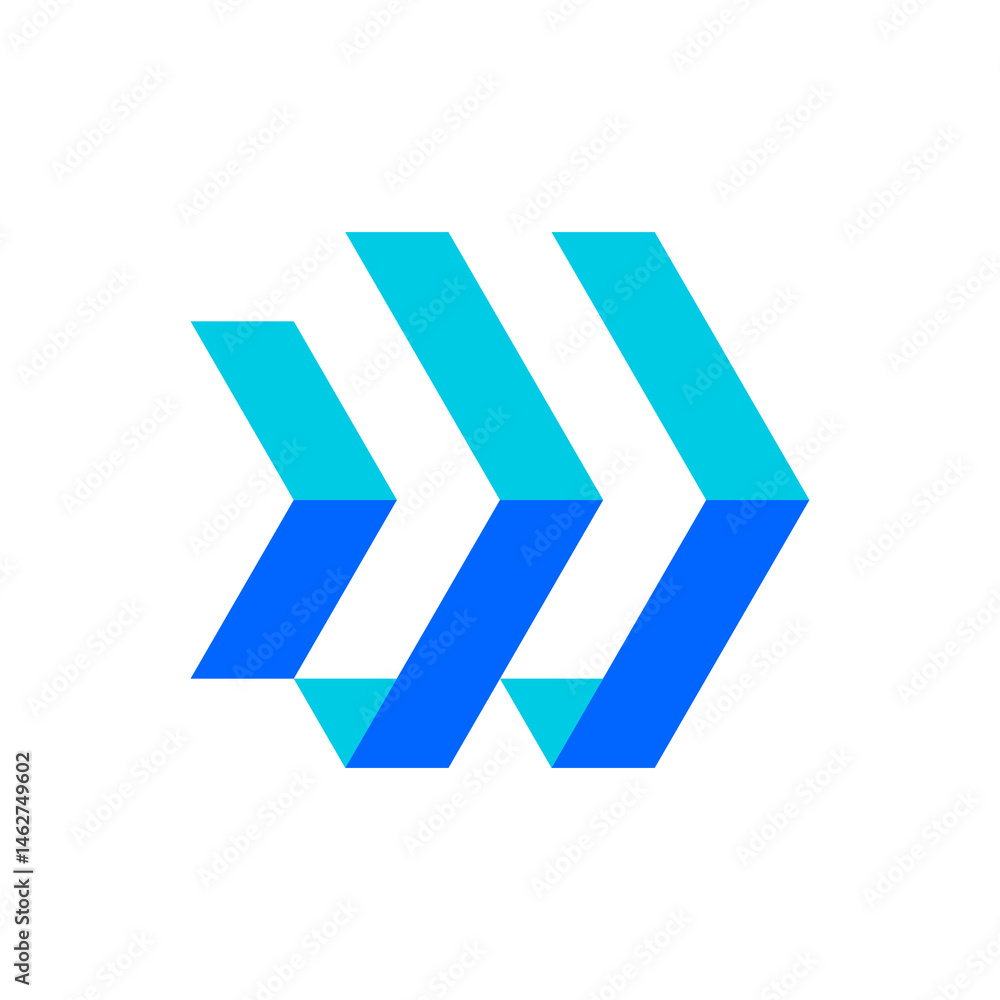 Stylish Three Arrows Forming W Vector Logo Stylish Three Arrows Forming W Vector Logo