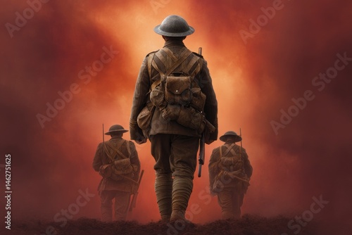 World War I Soldiers: A Somber, Dusty Battlefield Scene