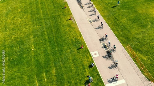 Following bicycle racers around a corner