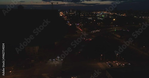 Rolling blackout in a big city in the evening.