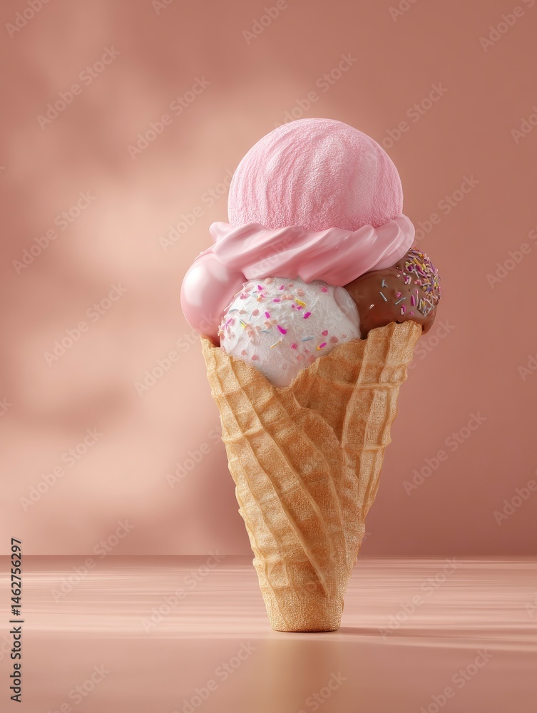Pastel Ice Cream Cone: A Dreamy, Textured Delight Pastel Ice Cream Cone: A Dreamy, Textured Delight