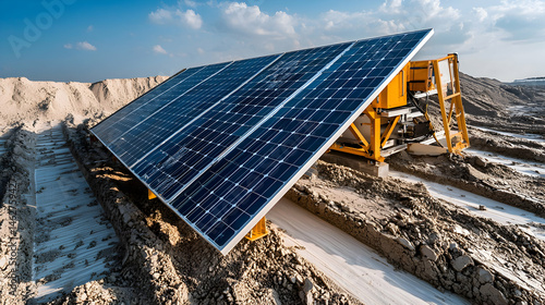 Wallpaper Mural A robust solar panel array powers remote operations on a rugged construction site. Ideal for renewable energy projects or off-grid power solutions in challenging environments Torontodigital.ca