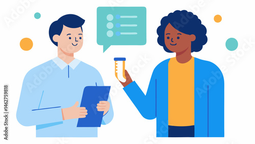 Genetic Testing Discussion The consultant holding a genetic test kit and explaining its implications for personal optimization with the patient showing interest.