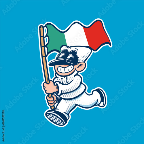 pulcinella cartoon retro character mascot traditional naples italy
