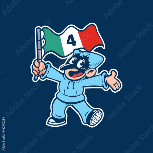 pulcinella cartoon retro character mascot traditional naples italy