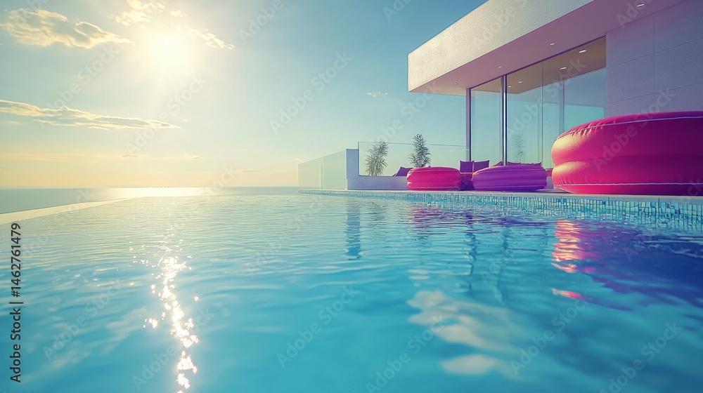 Obraz premium Oceanfront Rooftop Pool Oasis