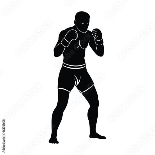 Vector a boxer stand with pose vector silhouette