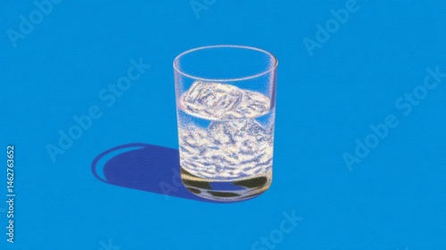 Obraz na płótnie glass of water with one melting ice cube and copy space. w salonie