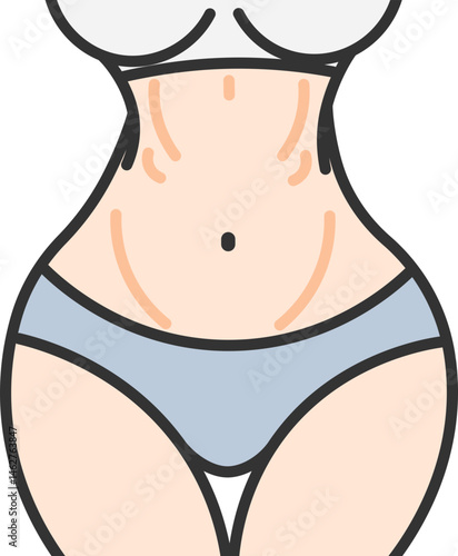Illustration of Fit Belly of Female Athlete