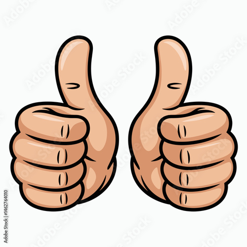 Double Thumbs Up Cartoon Hands Illustration