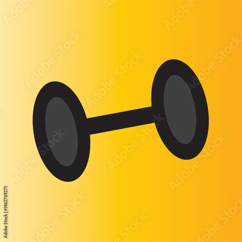 A heavy metal dumbbell is an isolated strength equipment icon for fitness and weightlifting exercise in the gym