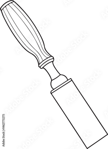 A simple graphic outline of a sturdy wood chisel handtool blade for craft and repair projects
