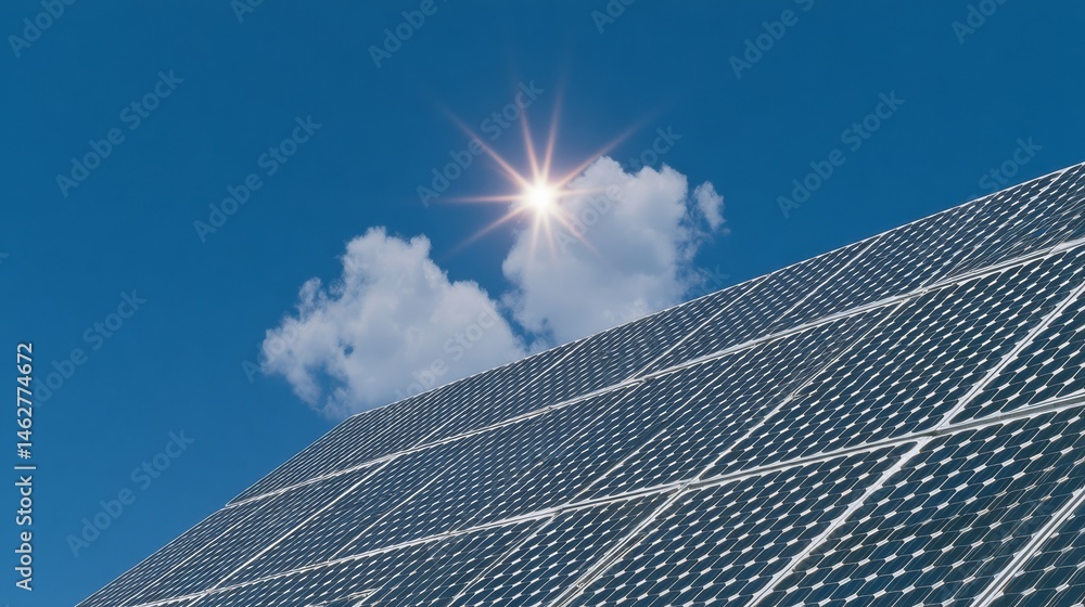 Abstract representation of solar panel with the sun.
