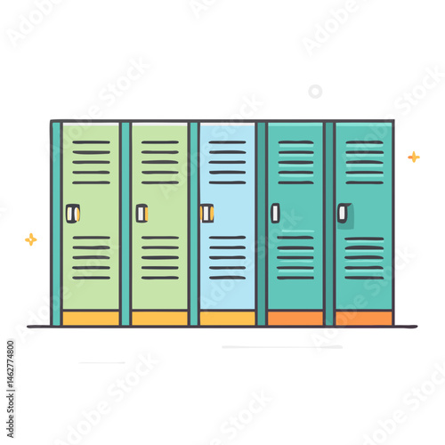 Cartoon school lockers vector illustration storage units gym lockers colorful lockers design element