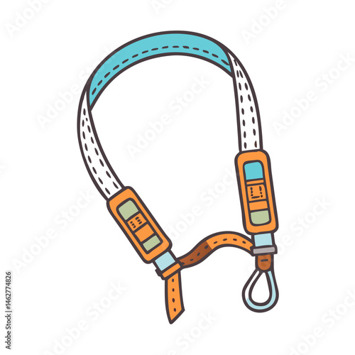 Illustration of camera strap, neck strap, shoulder strap, adjustable strap, camera accessory, photography