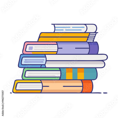 Stack of books illustration for education and reading concept study material textbook pile