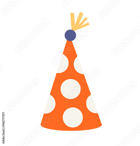 Orange Polka Dot Party Hat Illustration