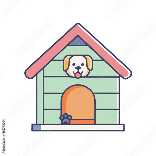 Dog house vector illustration pet shelter canine home puppy kennel animal architecture design cute