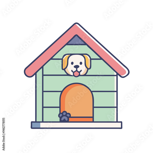 Dog house vector illustration pet shelter canine home puppy kennel animal architecture design cute