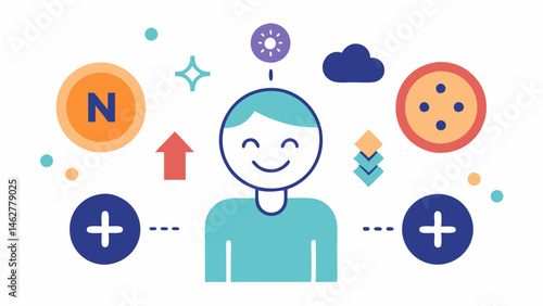 Health Benefits Infographic A simple infographic illustrating the benefits of NAD+ therapy such as increased energy improved mood and reduced signs of aging with symbols and brief