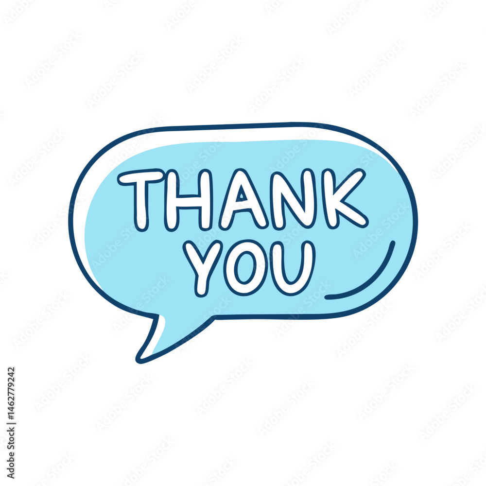 Thank you message in blue speech bubble vector graphic for appreciation and gratitude design Thank you message in blue speech bubble vector graphic for appreciation and gratitude design