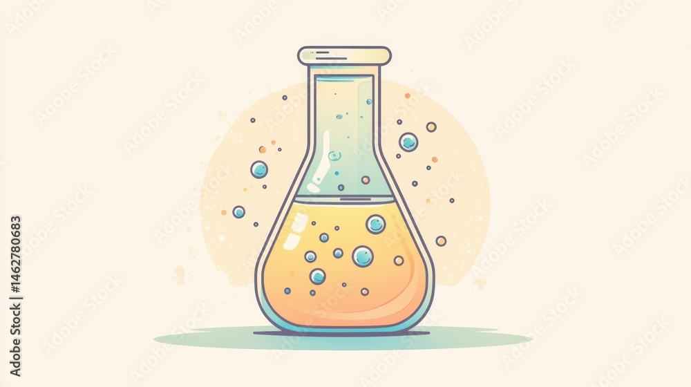 A vibrant flask filled with a yellow liquid and bubbles sits in front of a soft background, evoking an atmosphere of exploration in a science lab or classroom A vibrant flask filled with a yellow liquid and bubbles sits in front of a soft background, evoking an atmosphere of exploration in a science lab or classroom