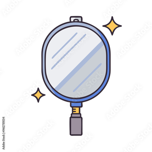 Isolated cartoon hand mirror with stars vector illustration for beauty and reflection needs