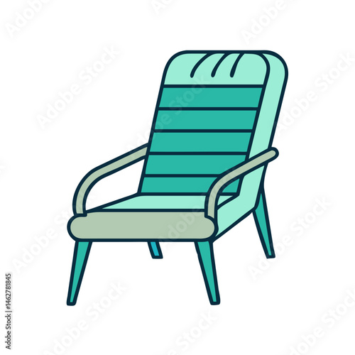 Illustration of modern outdoor lounge chair for patio deck garden porch and backyard seating furniture