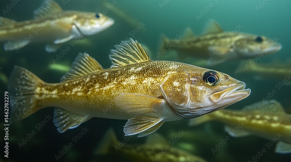 California Kelp Bass Schooling Underwater California Kelp Bass Schooling Underwater