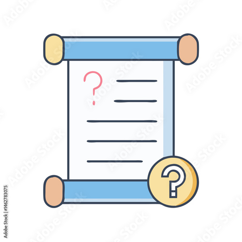 Faq document help support assistance question mark icon vector illustration scroll paper guide
