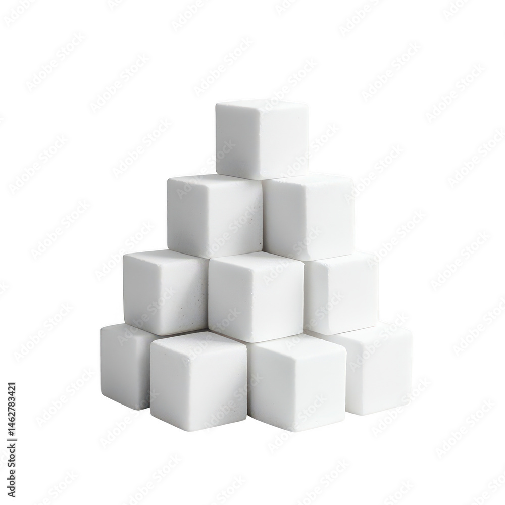 Pile of white cubes stacked high on transparent background Pile of white cubes stacked high on transparent background