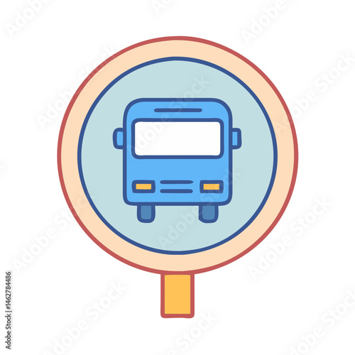 Illustration of bus stop sign transportation public transit vehicle travel route service transport bus