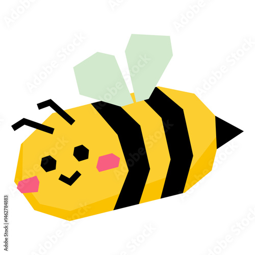 Cartoon bee flying sideways with smile
