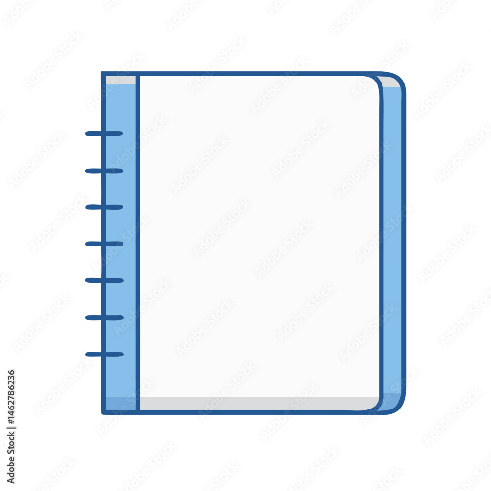 Illustration of a blue binder notebook with spiral binding for school office supplies design Illustration of a blue binder notebook with spiral binding for school office supplies design