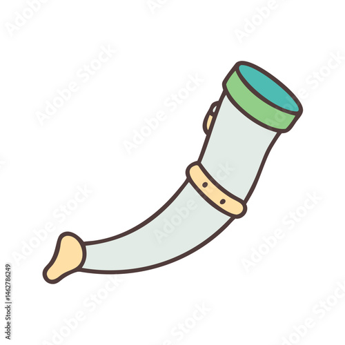 Illustration of a hunting horn bugle instrument blowing horn musical horn vector art drawing clip art