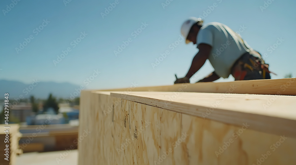 Construction Worker on Roof Construction Worker on Roof