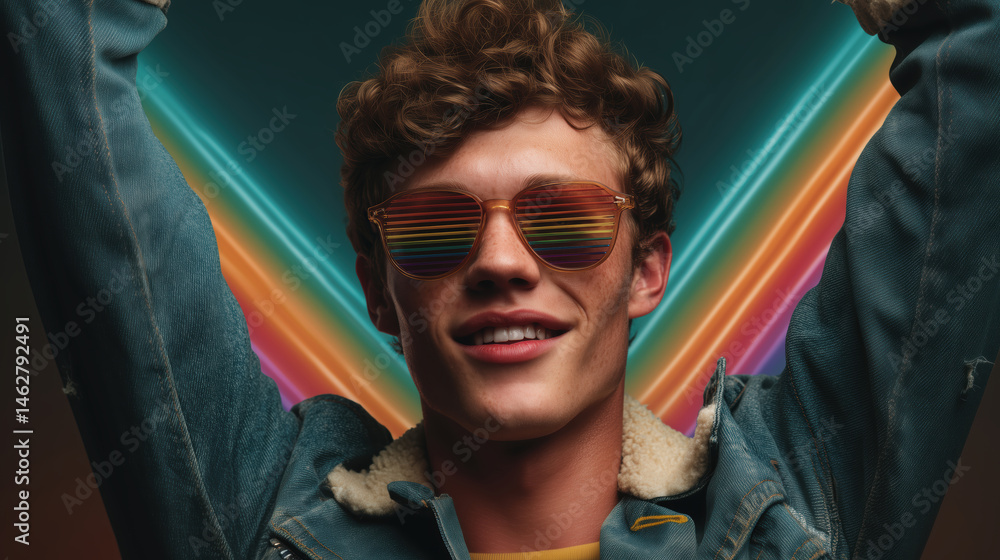 Fototapeta premium Celebrating youthful energy in vibrant colors studio portrait fun upbeat